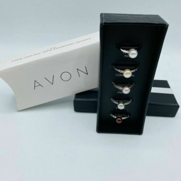 Avon Genuine Fresh Water Pearl Stacking Rings NWT - Picture 2 of 7